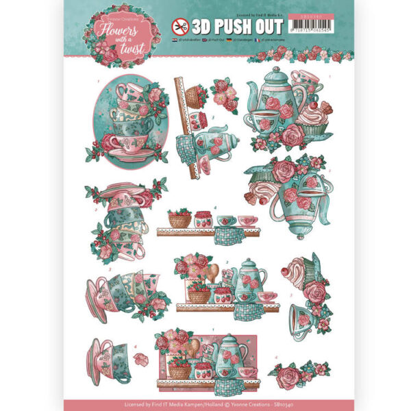 3D Pushout - Yvonne Creations - Flowers with a Twist - Tea Time SB10340