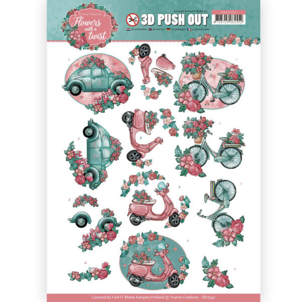 3D Pushout - Yvonne Creations - Flowers with a Twist - Flower Transport SB10341