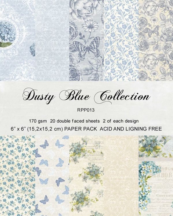RPP013 Paper pack 6x6 Dusty blue Collection 20pcs Reprint