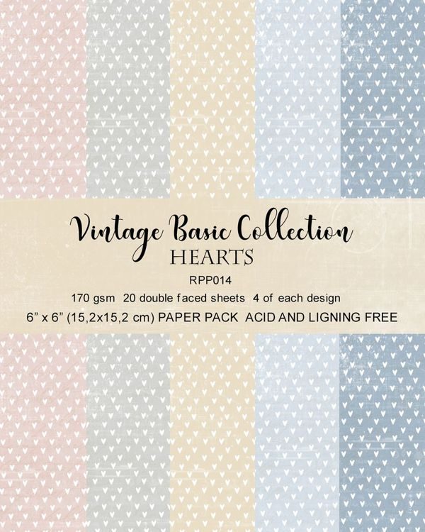 RPP014 Paper pack 6x6 Hearts Basic collection 20pcs Reprint
