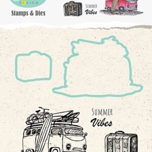 HDCS002 Holiday diecut & clearstamp set bus Nellie Snellen