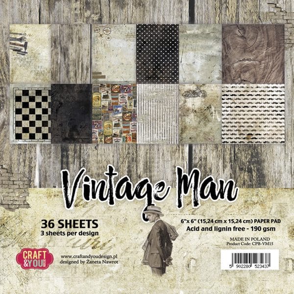 Craft and You Design VINTAGE MAN Small Paper CPB-VM15