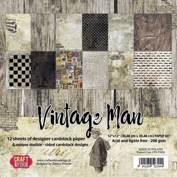 Craft and You Design CPS-VM30 VINTAGE MAN BIG Paper Set
