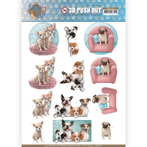 3D Pushout - Amy Design - Dog's Life - All kind of Dogs SB10378