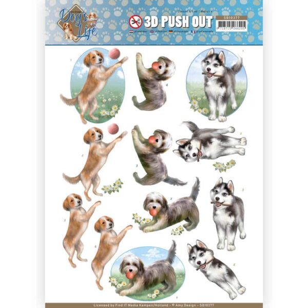 3D Pushout - Amy Design - Dog's Life - Playing Dogs  SB10377