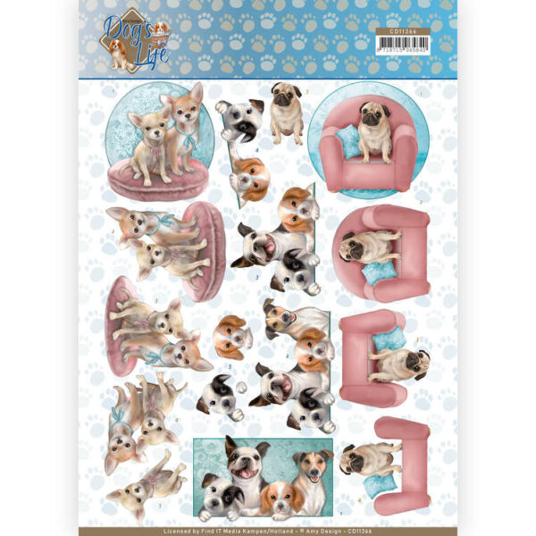 3D Knipvel - Amy Design - Dogs Life - All kind of Dogs  CD11366