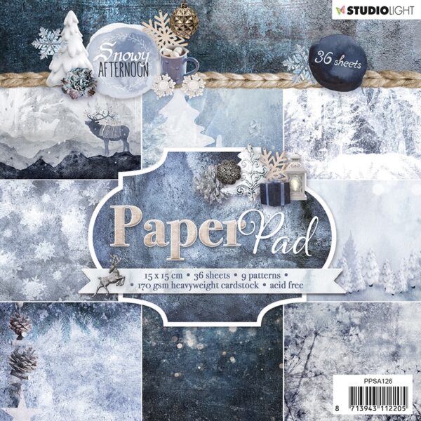 Paper Pad 15 x 15 cm, Snowy Afternoon nr.126   	PPSA126