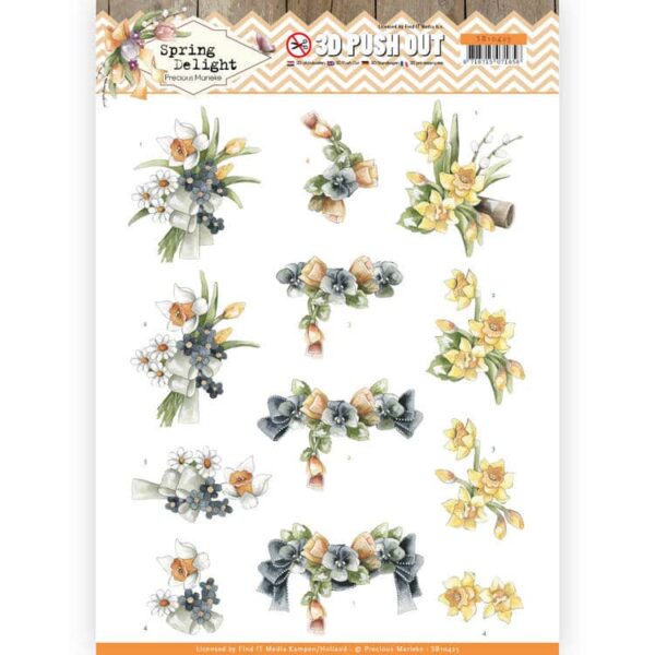 3D Pushout - Precious Marieke - Spring Delight - Violets and Daffodils SB10425