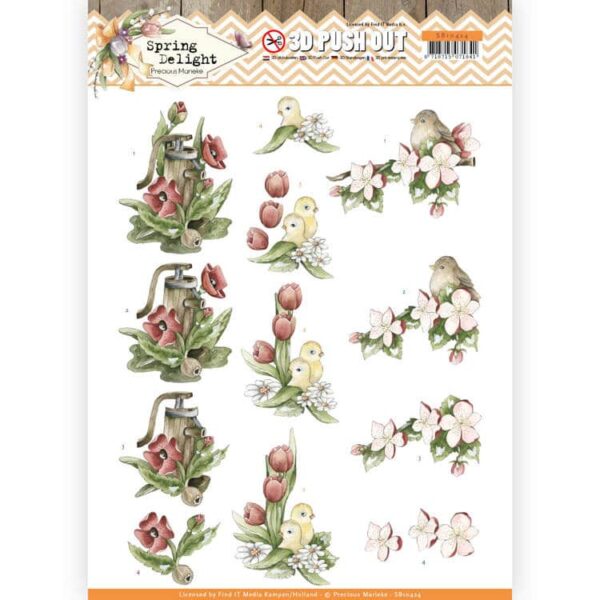 3D Pushout - Precious Marieke - Spring Delight - Red Flowers SB10424