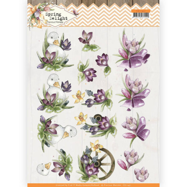3D cutting sheet - Precious Marieke - Spring Delight - Purple Crocus CD11431