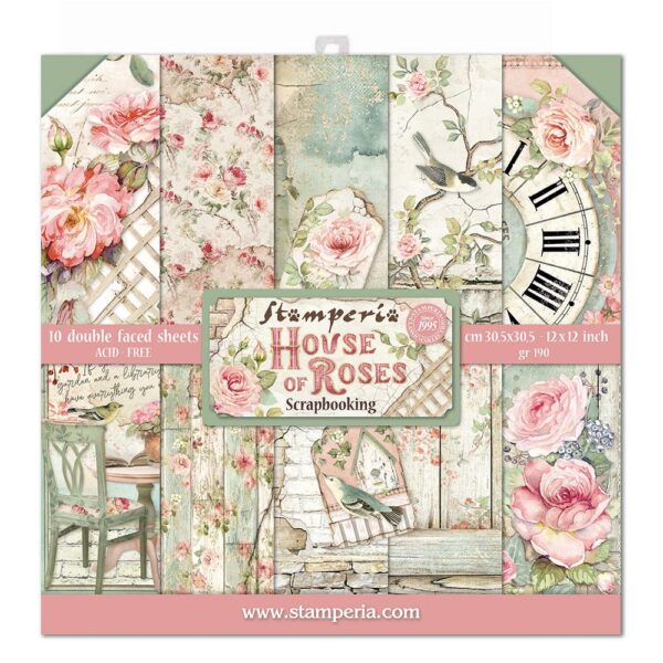 Stamperia House of Roses 12x12 Inch Paper Pack (SBBL66)