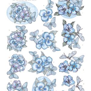 3D cutting sheet - Yvonne Creations - Blue Butterflies CD11417