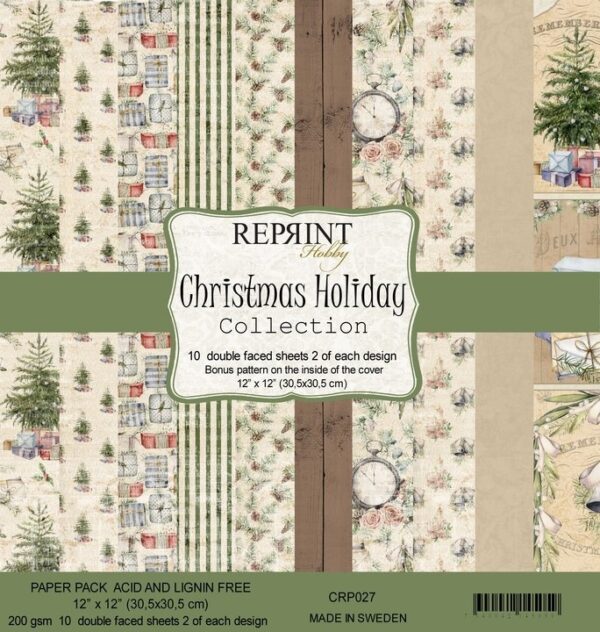 Reprint Christmas Holiday Collection 12x12 Inch Paper Pack (CRP027)