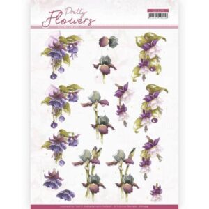3D cutting sheet - Precious Marieke - Pretty Flowers - Purple Flowers CD11579