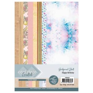 Card Deco Essentials Back Ground Sheets - Happy Birthday CDEBG002