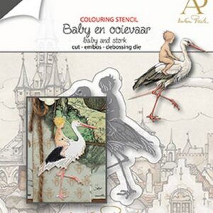 Joy! stencil Anton Pieck Baby en ooievaar  6002/1612