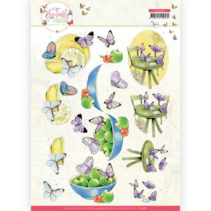 CD11661 3D Cutting Sheet - Jeanine's Art - Butterfly Touch - Purple Butterfly (HJ195) Knipvel met 3D-afbeeldingen.
