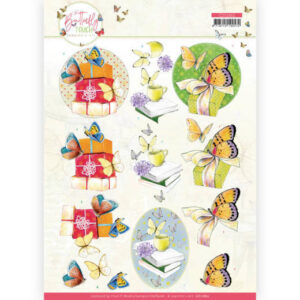 CD11662 3D Cutting Sheet - Jeanine's Art - Butterfly Touch - Yellow Butterfly (HJ195) Knipvel met 3D-afbeeldingen.