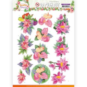 3D Push Out - Jeanine's Art - Exotic Flowers - Pink Flowers Jeanines Art SB10571