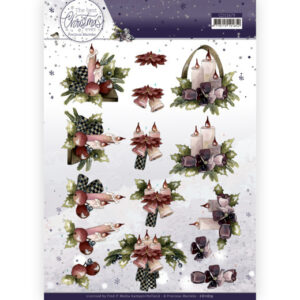 CD11679 3D Cutting Sheet - PM - The Best Christmas Ever - Purple Flowers And Candles(HJ197)