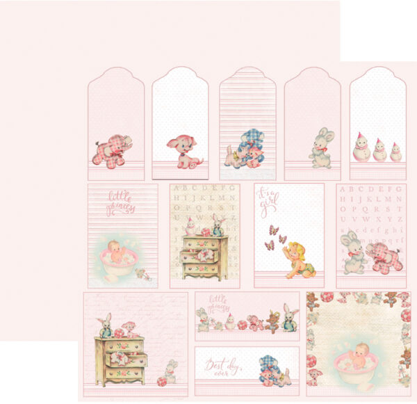 RP0346 It´s a girl Collection - Tags Double-sided patterned paper 12x12 200 gsm Reprint
