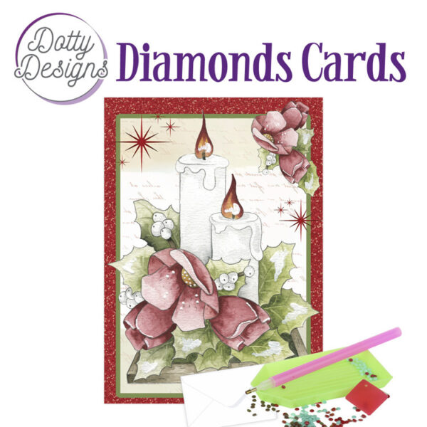DDDC1052 Dotty Designs Diamond Cards - Candles and Red Flowers