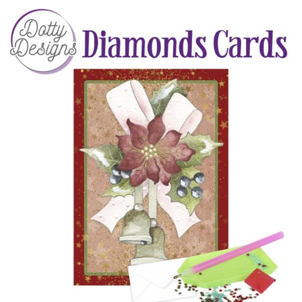 DDDC1055 Dotty Designs Diamond Cards - Christmas Bells with Red Flower