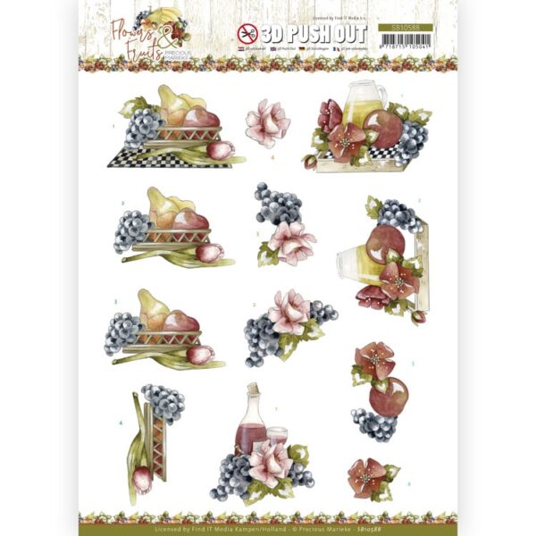 3D Push Out - Precious Marieke - Flowers and Fruits - Flowers and Grapes Precious Marieke SB10588