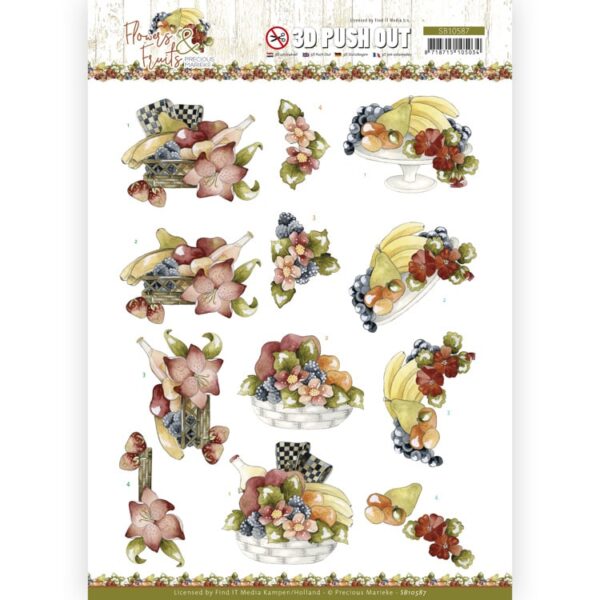3D Push Out - Precious Marieke - Flowers and Fruits - Flowers and Bananas Precious Marieke SB10587