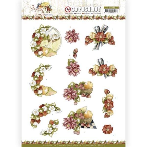 3D Push Out - Precious Marieke - Flowers and Fruits - Flowers and Strawberries Precious Marieke SB10586