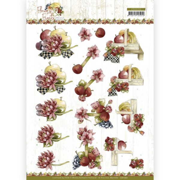3D Cutting Sheet - Precious Marieke - Flowers and Fruits - Flowers and Apples Precious Marieke CD11721