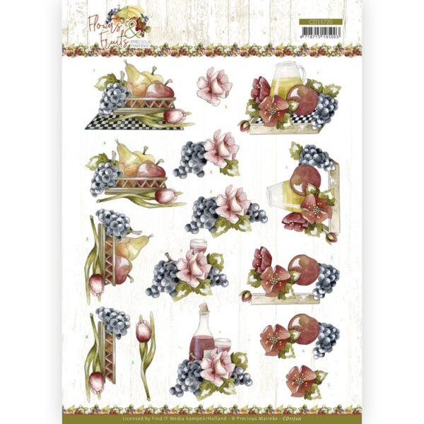 3D Cutting Sheet - Precious Marieke - Flowers and Fruits - Flowers and Grapes Precious Marieke CD11720