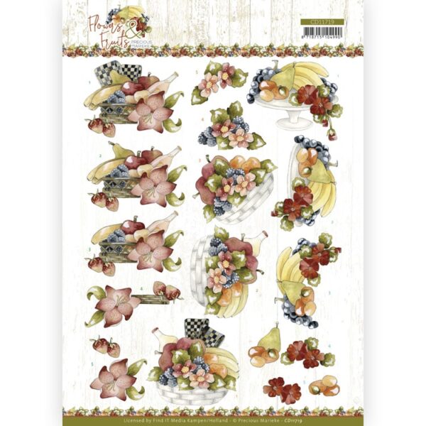 3D Cutting Sheet - Precious Marieke - Flowers and Fruits - Flowers and Bananas Precious Marieke CD11719