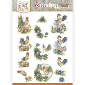 SB10614 3D Push Out - PM - Cuddling on the Farm - Rooster