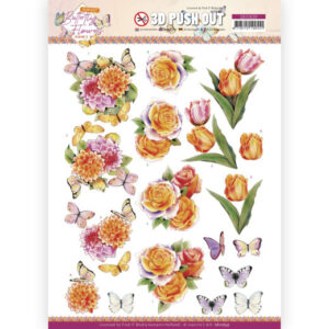 SB10639 3D Push Out - Jeanine's Art - Perfect Butterfly Flowers - Orange Rose