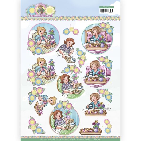 3D Cutting Sheet - Yvonne Creations - Bubbly Girls - Sweetheart - Breakfast  CD11790