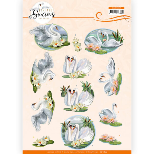[3D Cutting Sheet -Amy Design - Elegant Swans - Love swans] 3D Cutting Sheet -Amy Design - Elegant Swans - Love swans CD11802
