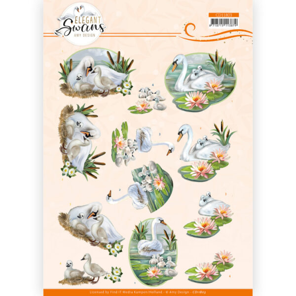 3D Cutting Sheet -Amy Design - Elegant Swans - Swans Family CD11803