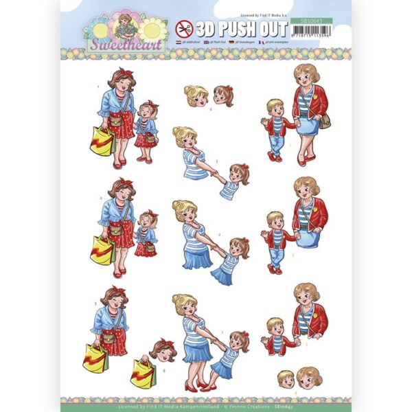 3D Push Out - Yvonne Creations - Bubbly Girls - Sweetheart - Mother and Child SB10643