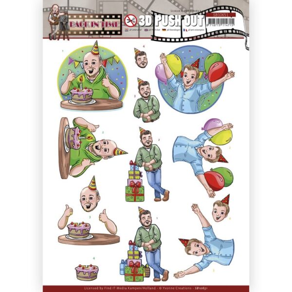 3D Push Out - Yvonne Creations - Big Guys - Back in Time - Party Yvonne Creations SB10651