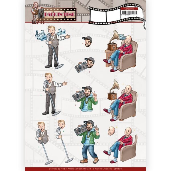 3D Cutting Sheet - Yvonne Creations - Big Guys - Back in Time - Music Yvonne Creations CD11806