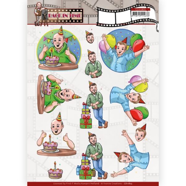 3D Cutting Sheet - Yvonne Creations - Big Guys - Back in Time - Party Yvonne Creations CD11805