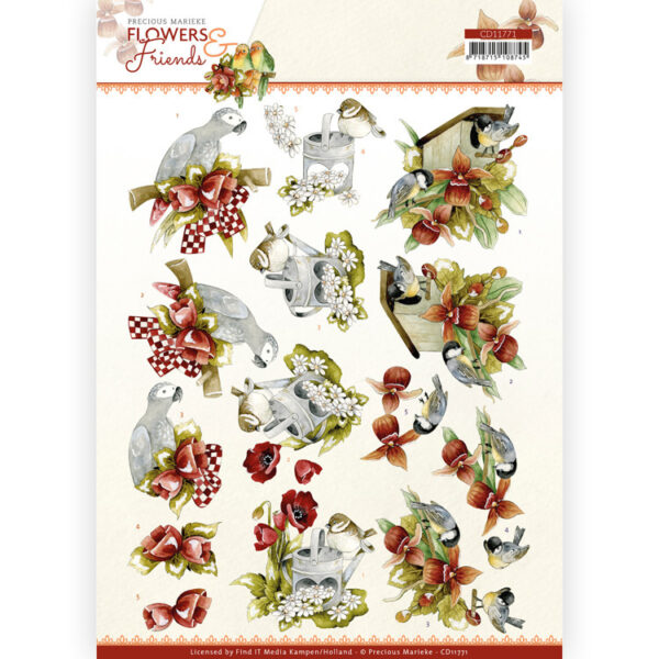 CD11771 3D Cutting Sheet - PM - Flowers and Friends - Red Flowers (HJ207)