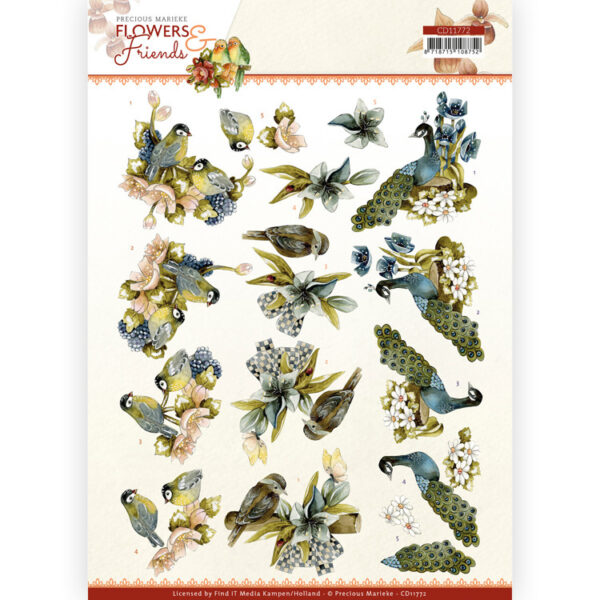 CD11772 3D Cutting Sheet - PM - Flowers and Friends - Blue Flowers (HJ207)
