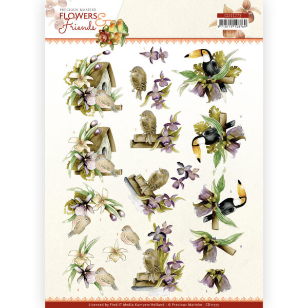 CD11773 3D Cutting Sheet - PM - Flowers and Friends - Purple Flowers (HJ207)