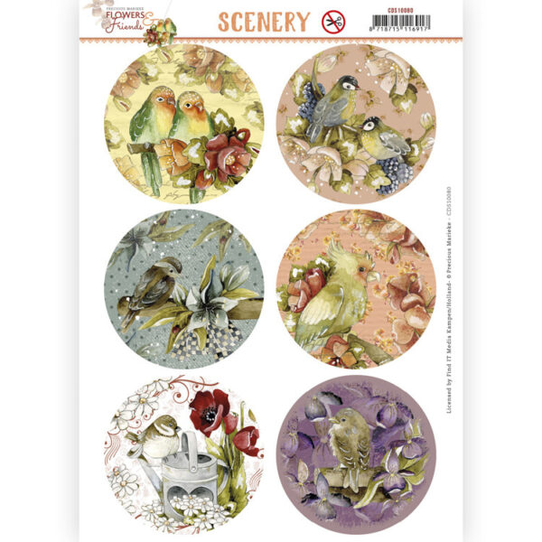 CDS10080 Scenery - PM - Aquarella - Flowers and Friends Round (HJ207)