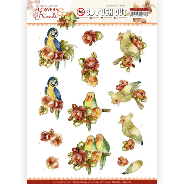 SB10627 3D Push Out - PM - Flowers and Friends - Flowers on Branch (HJ207)