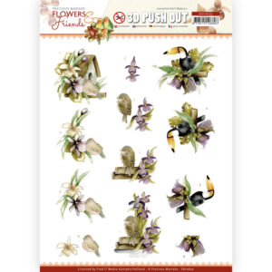 SB10630 3D Push Out - PM - Flowers and Friends - Purple Flowers (HJ207) (HJ207)