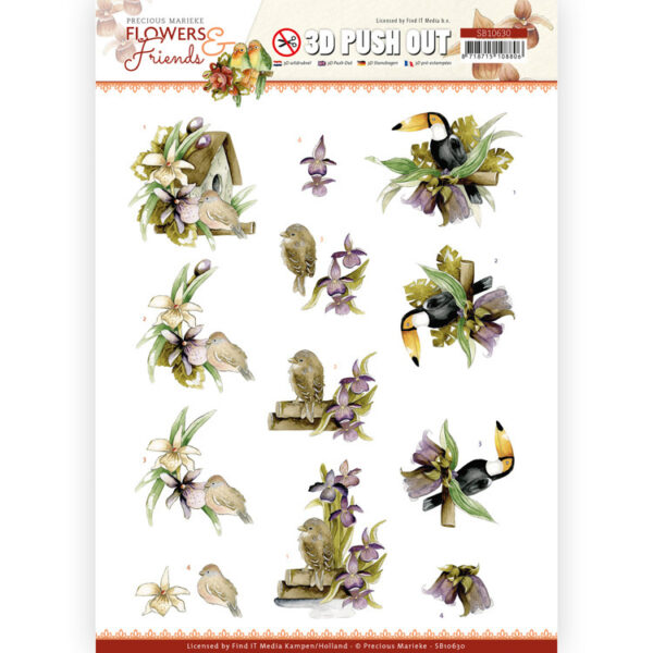 SB10630 3D Push Out - PM - Flowers and Friends - Purple Flowers (HJ207) (HJ207)