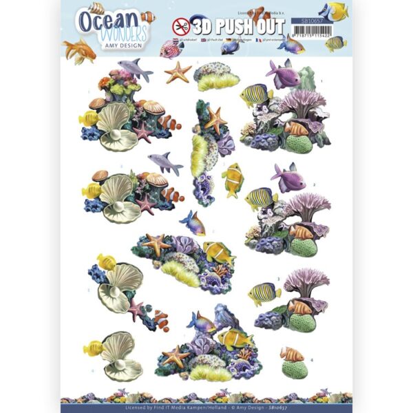 3D Push Out - Amy Design - Ocean Wonders - Coral Reef Amy Design SB10657